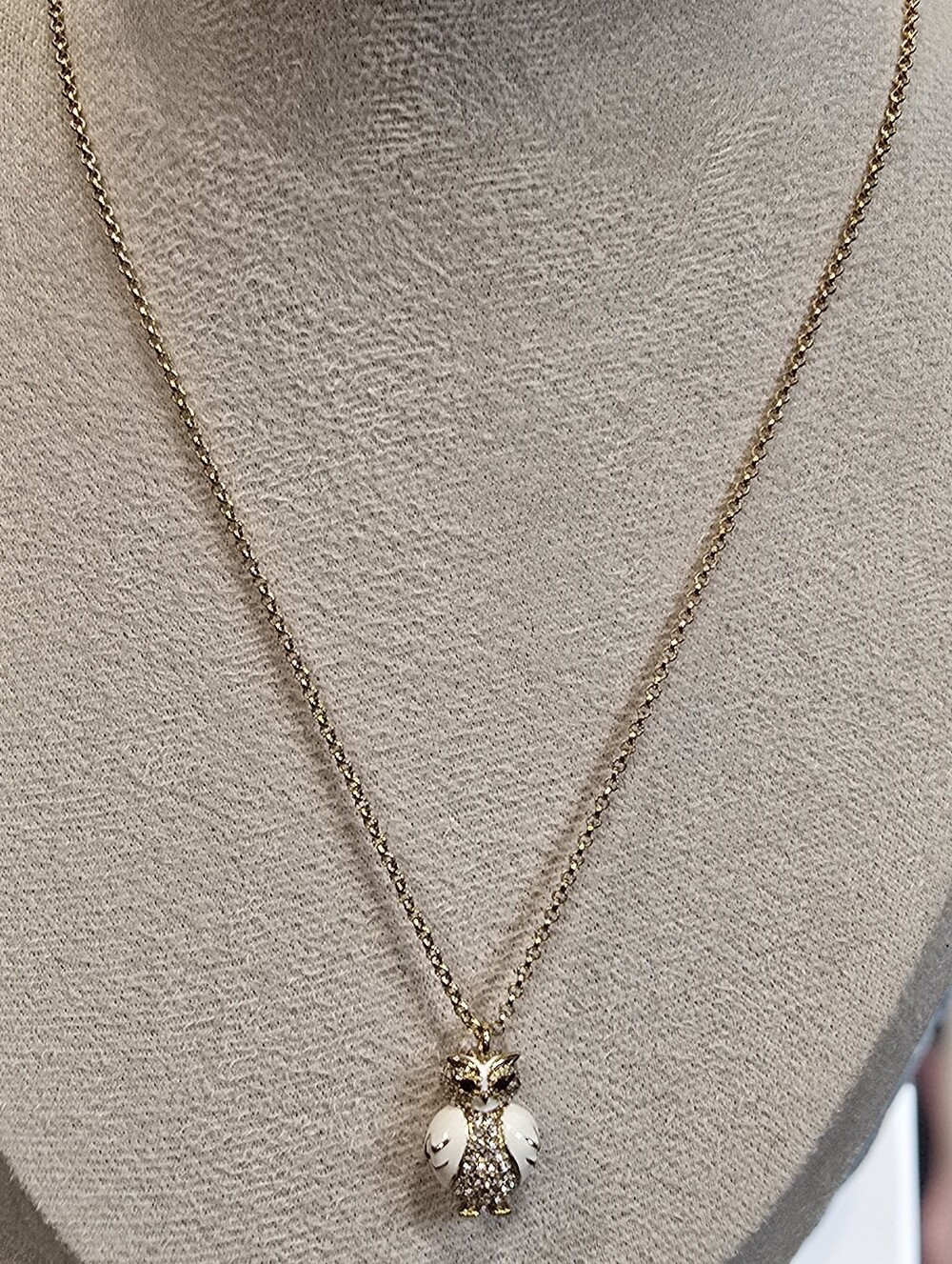Kate Spade Star Bright Owl Mini Pendant Necklace Gold White